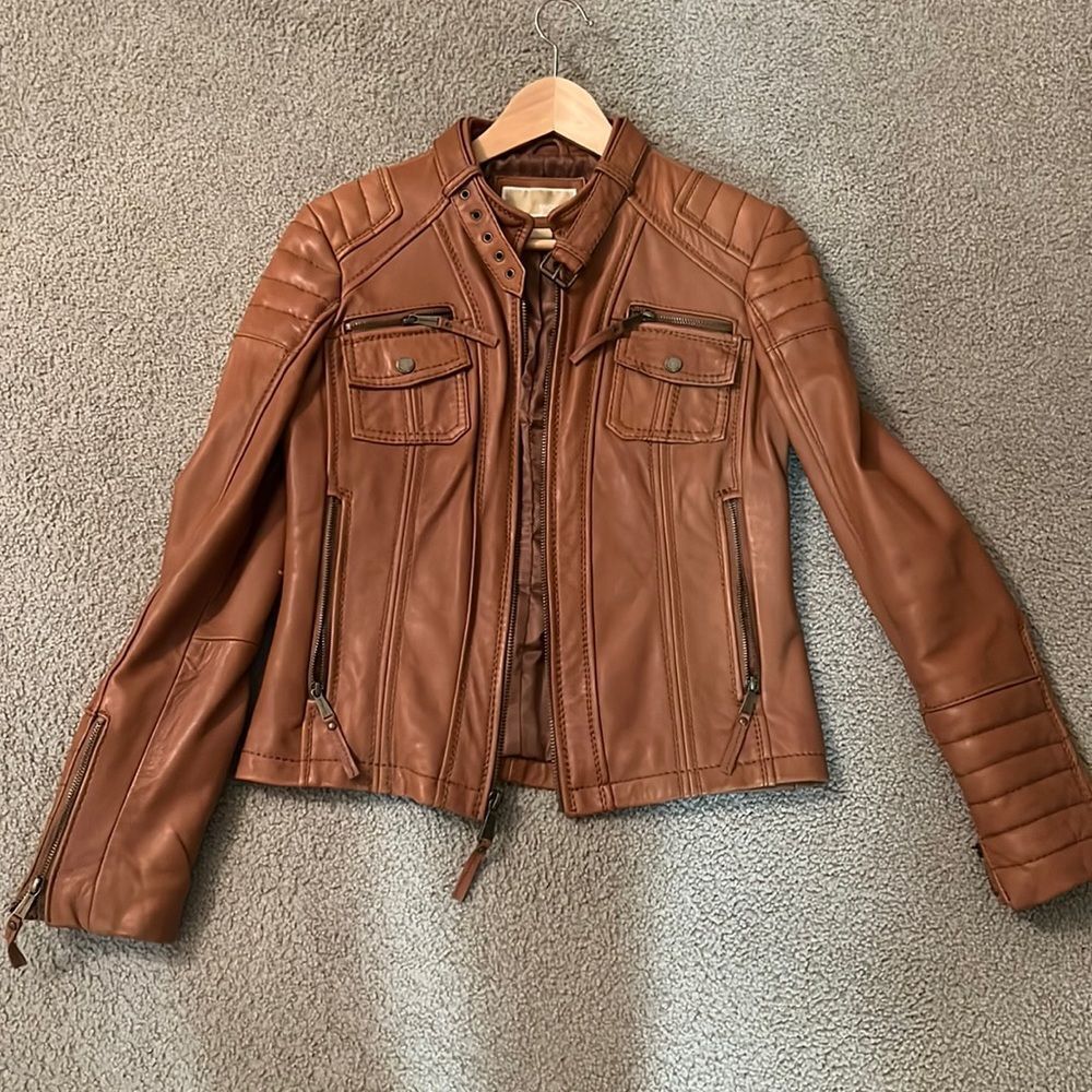 Michael Kors leather biker jacket. Size S